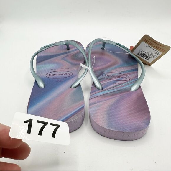 Haviannas Quiet Lilac Metallic Strap Slim Flip Flops US 11/12 - Picture 10 of 10